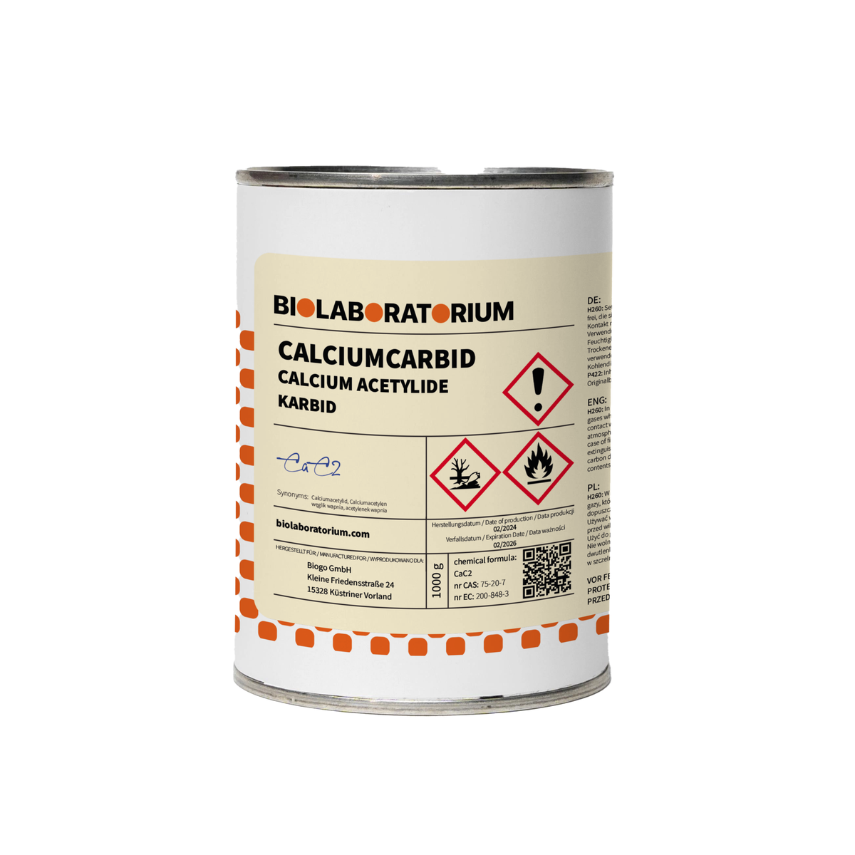 Calciumcarbide BIOLABORATORIUM 1kg 