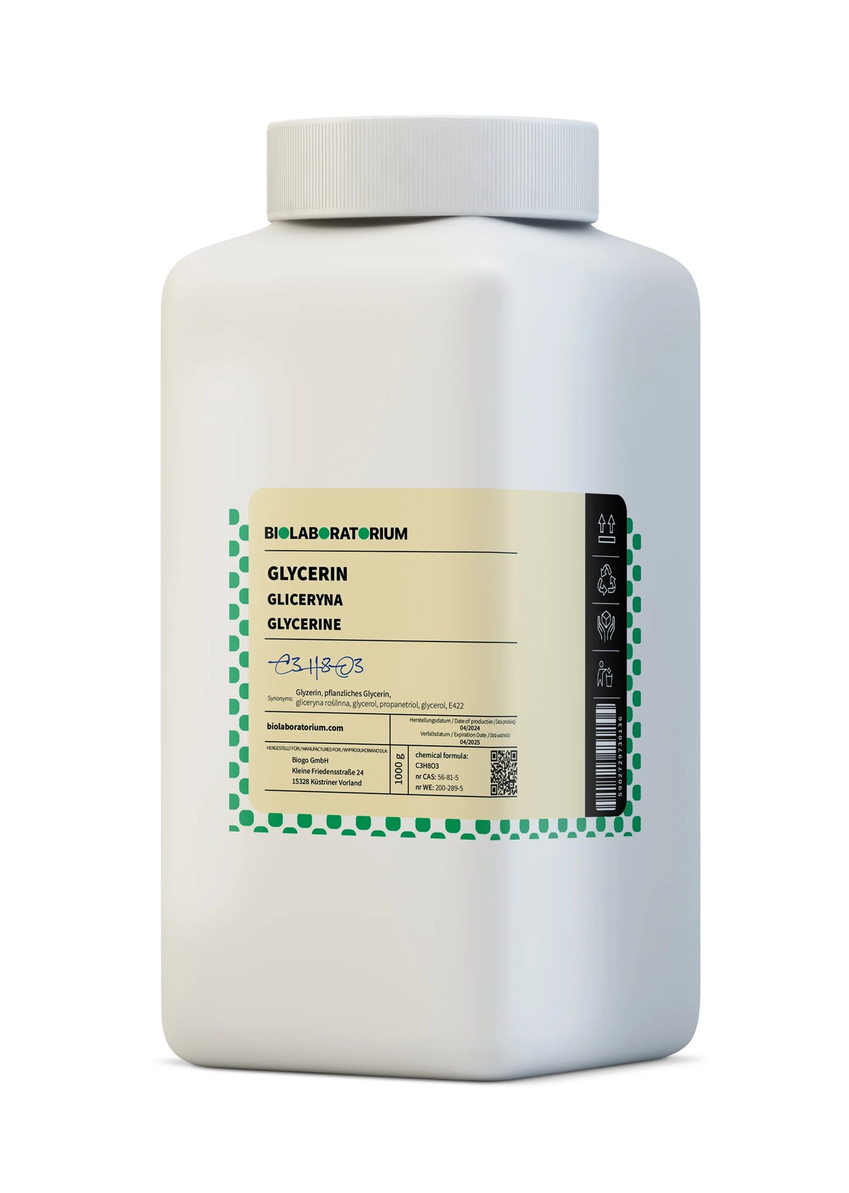 Plantaardige glycerine Ph. Eur. minuten 99,5% BIOLABORATORIUM 1 kg