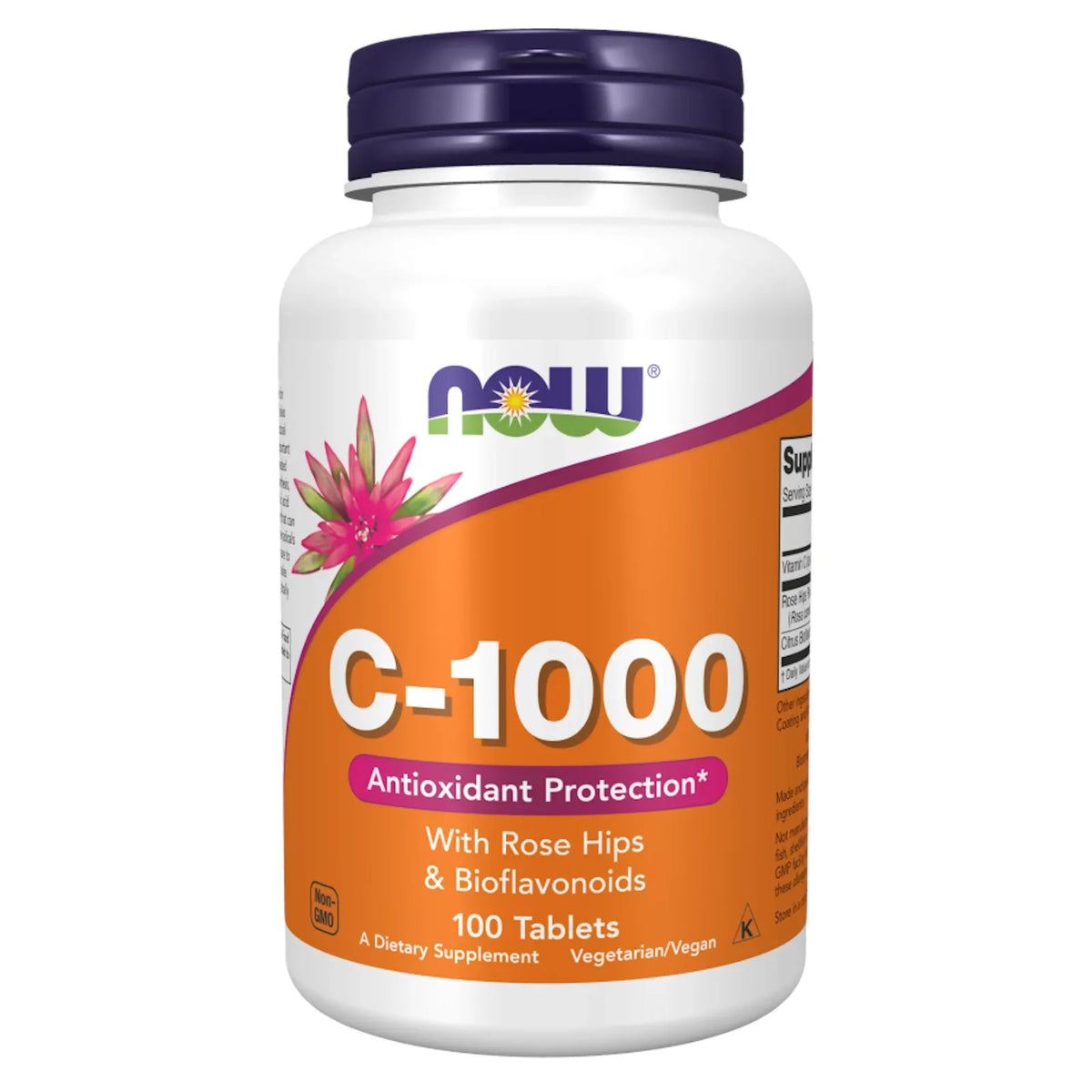 维生素C 1000毫克，含生物类黄酮和玫瑰果，100片 NOW FOODS