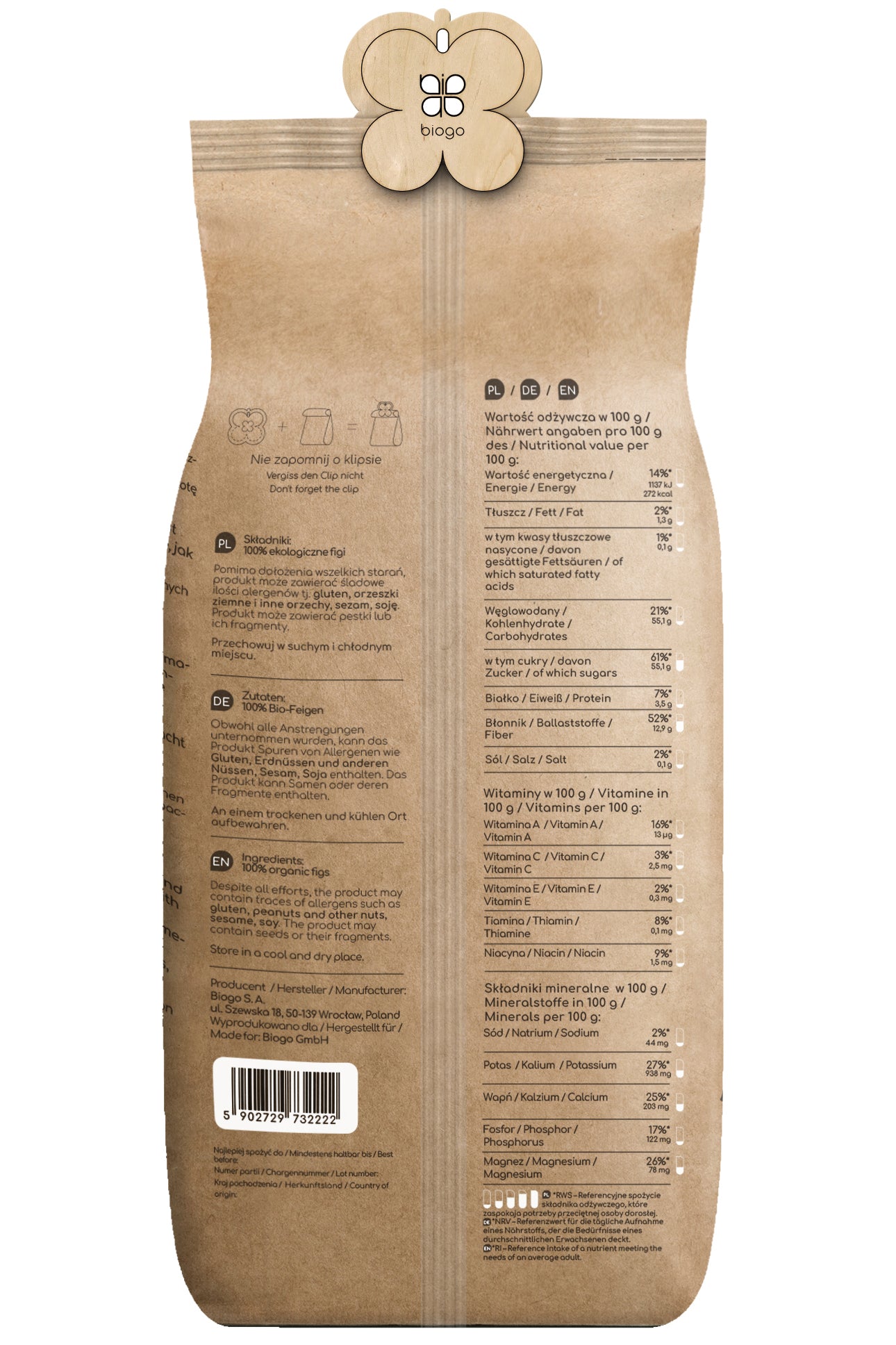 Organic dried figs 800 g BIOGO