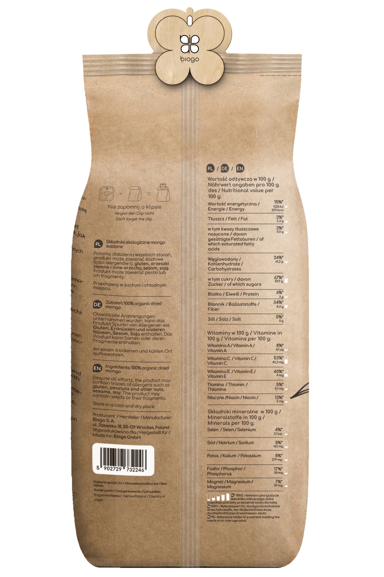 Organic Dried Mango 400 g BIOGO
