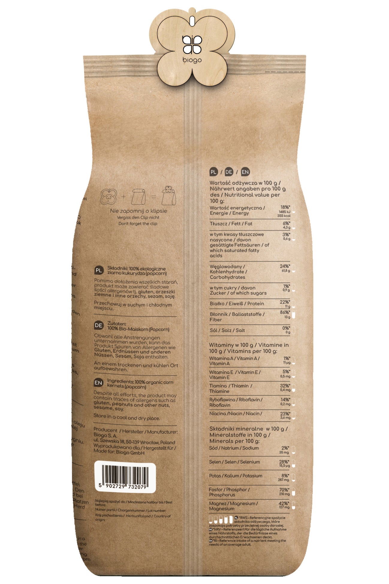 Ποπ-κορν βιολογικό (Grains de Maïs Bio) 1 kg BIOGO