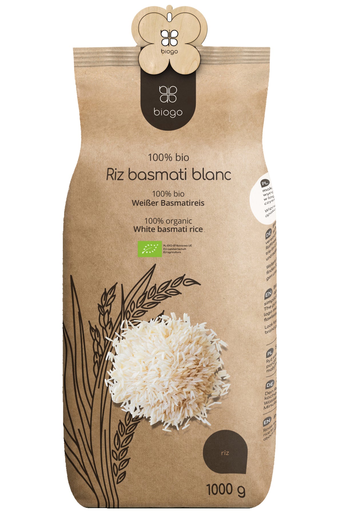 Organic basmati rice 1 kg Biogo 