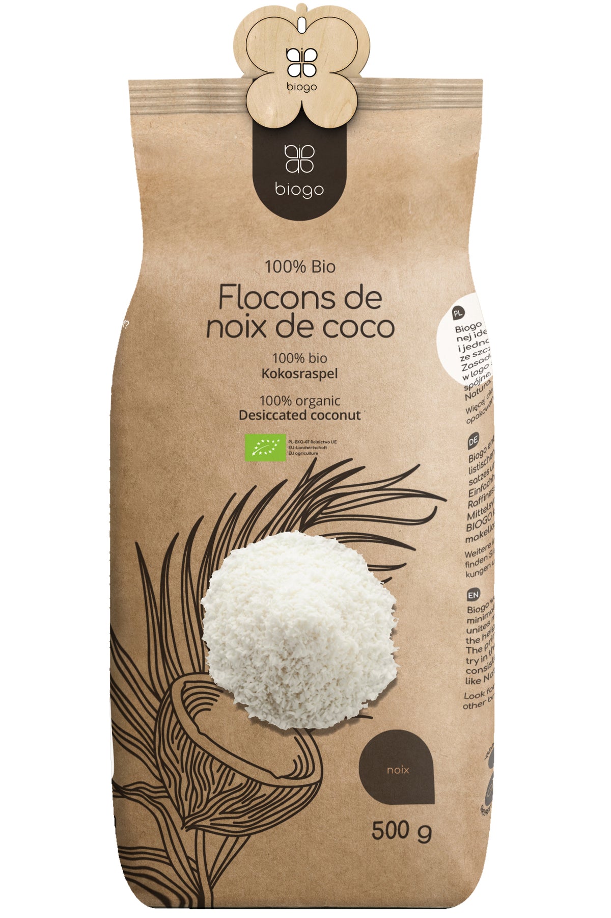 Biologische geraspte kokosnoot 500 g BIOGO