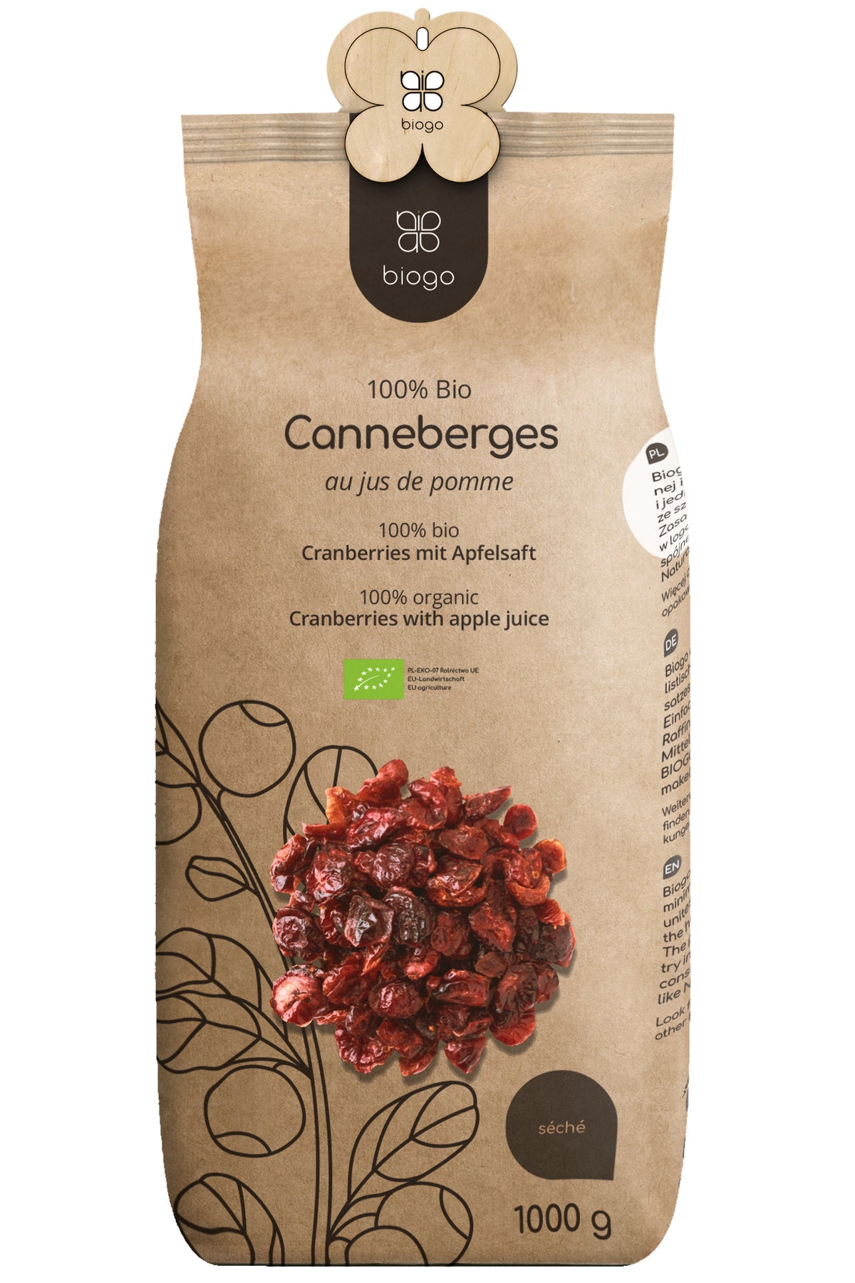 Bio-Cranberries mit Apfelsaft gesüßt 1 kg BIOGO