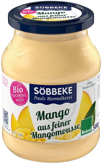 Yaourt crémeux à la mangue BIO 500 g (pot) - SOBBEKE