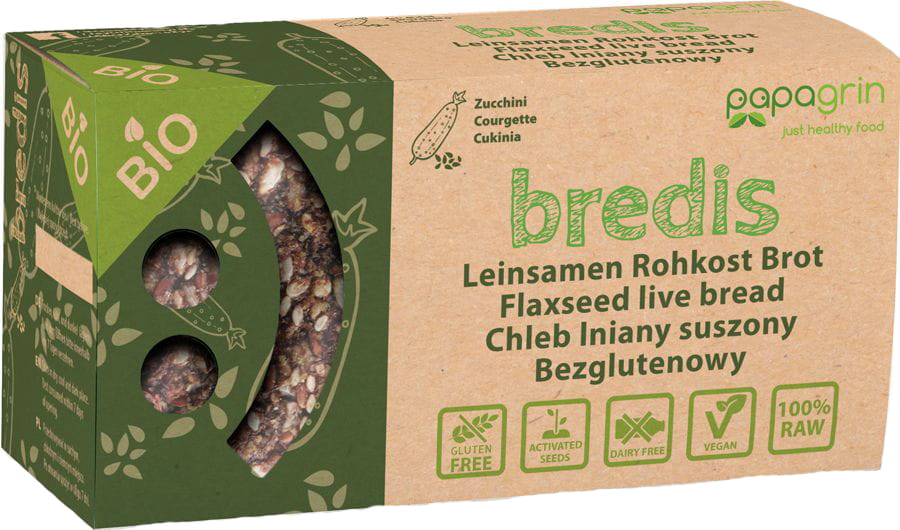 Pain de lin séché aux courgettes sans gluten BIO 70 g - PAPAGRIN