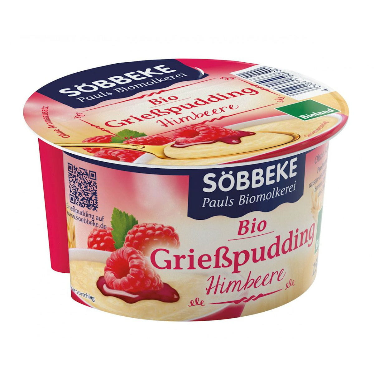 Dessert de semoule aux framboises BIO 150 g - SOBBEKE