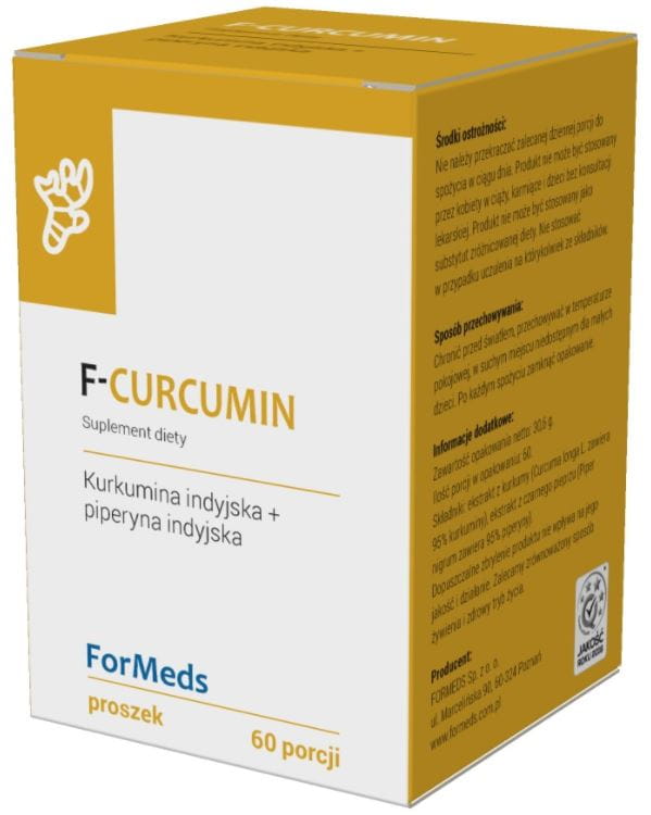 F - curcumine Curcumine indienne 475mg + pipérine indienne 95mg 60 portions 306g FORMEDS