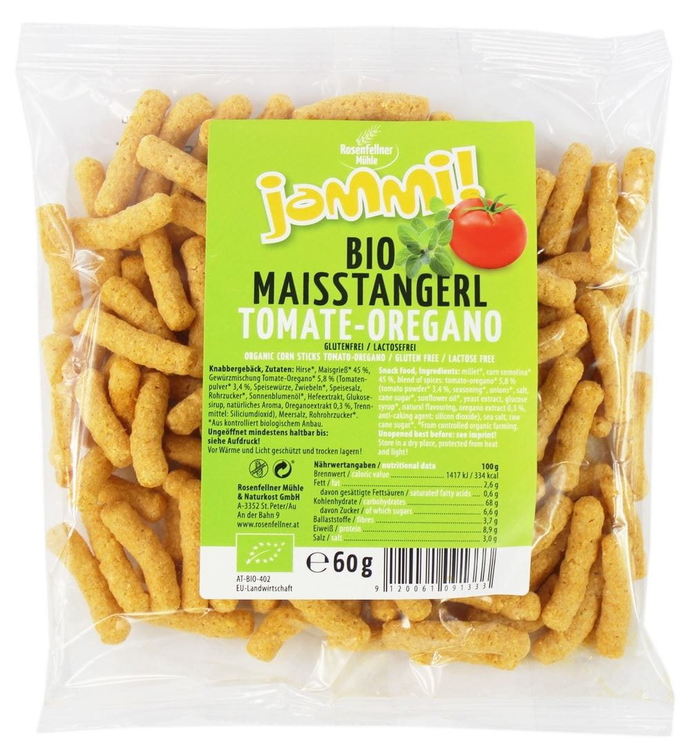 Chips de maïs saveur tomate à l'origan sans gluten BIO 60g - ROSENFELLNER