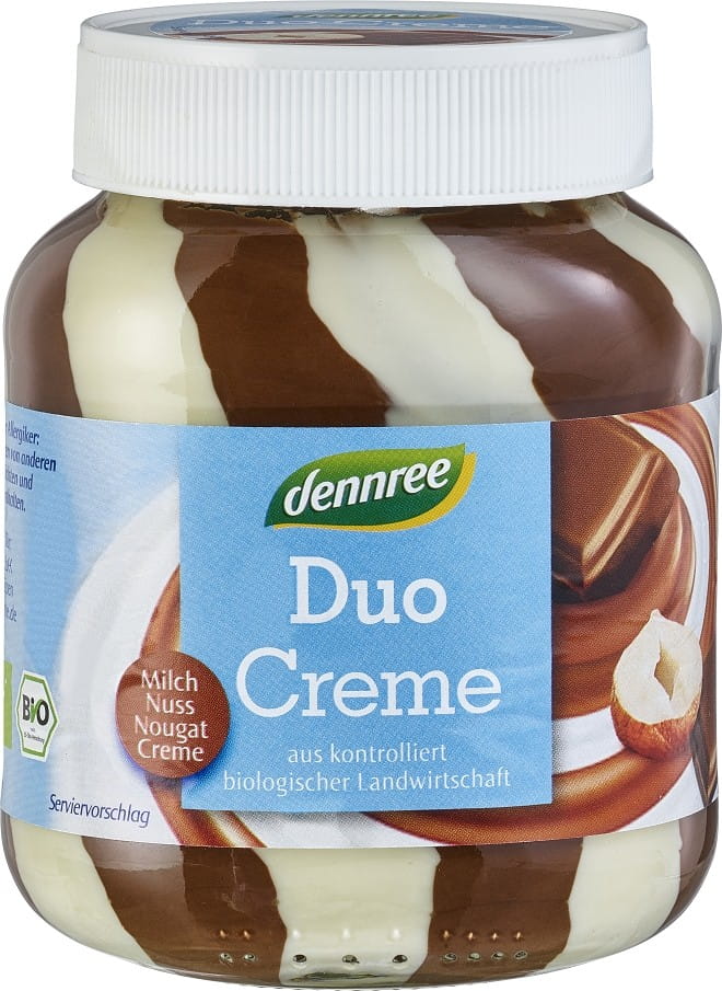 Duo crème de nougat lait et noix sans gluten BIO 400 g - DENNREE