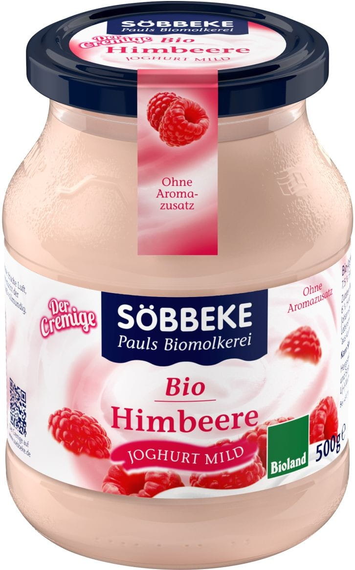 Yaourt Framboise 75% BIO 500 g (pot) - SOBBEKE