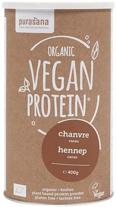 Protéine de chanvre au goût de cacao, sans lactose sans gluten BIO 400 g - PURASANA