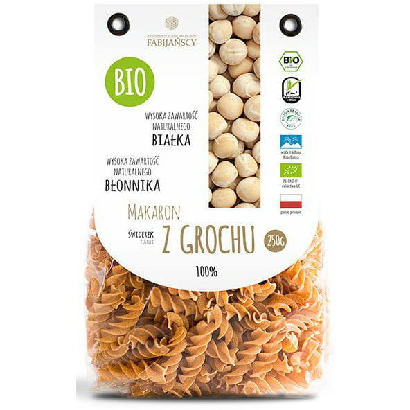 Pâtes de grains entiers (à base de pois), fusilli BIO 250 g - FABIJAŃSCY