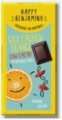 Chocolat végétalien sans gluten aux baies de cajou et à l'huile d'orange cru BIO 25 g HAPPY BENJAMINO