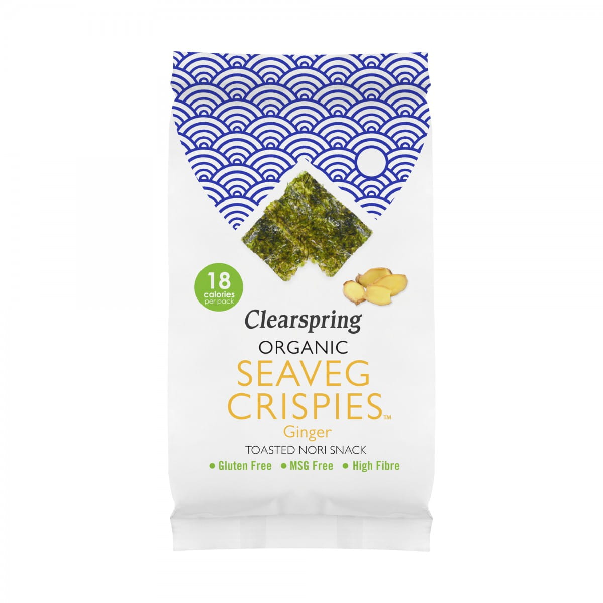 Chips d'algues marines au gingembre saveur seaveg sans gluten BIO 4 g CLEARSPRING