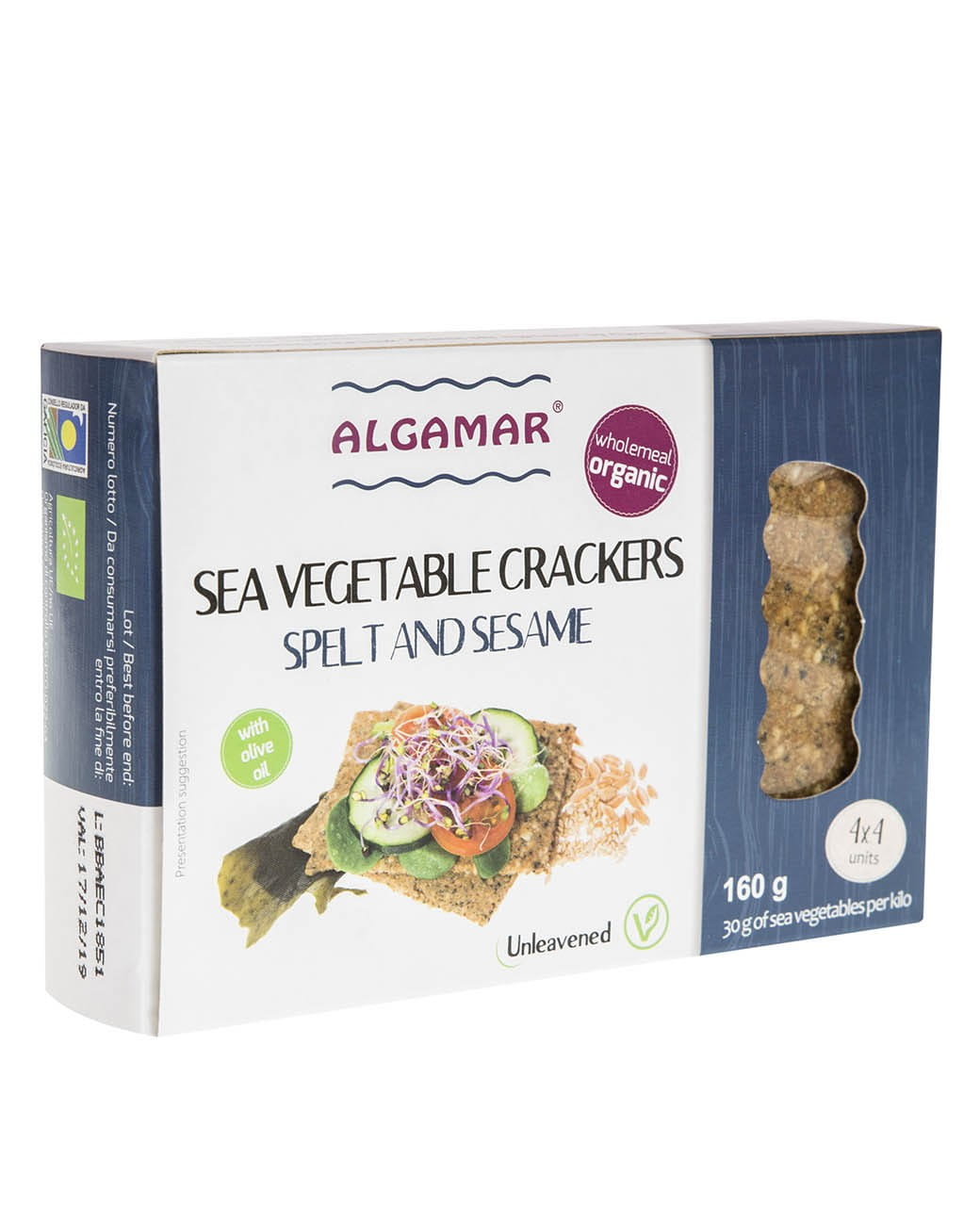 Craquelins d'épeautre au sésame et aux algues BIO 160 g - ALGAMAR