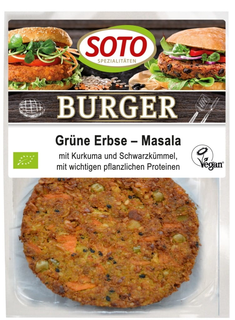 Burgers végétaliens aux petits pois BIO 160g SOTO