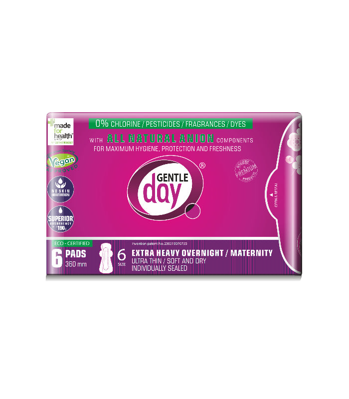 Serviettes hygiéniques post-partum avec bande anionique 6 pièces - GENTLE DAY