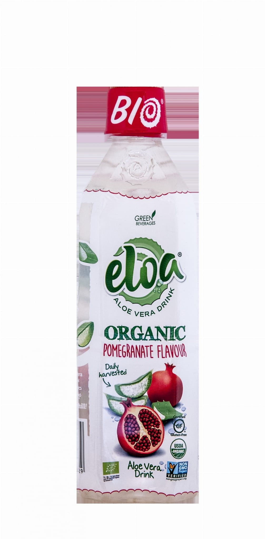 Boisson à l'aloès aux particules d'aloès, saveur grenade BIO 500 ml ELOA ALOE VERA DRINK