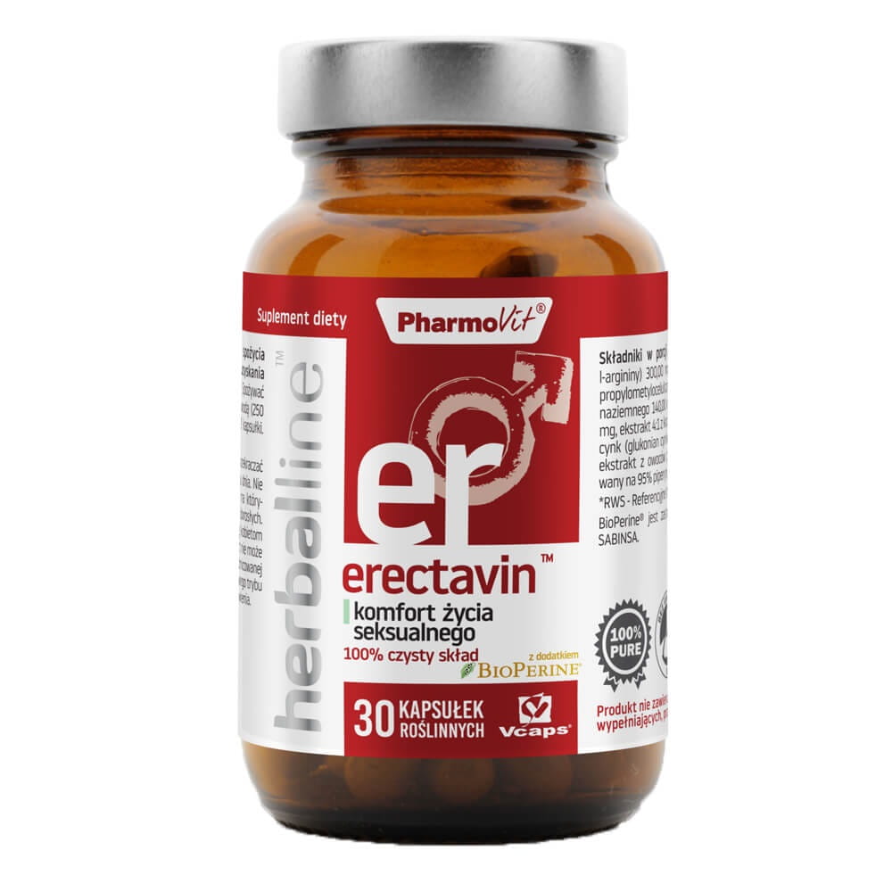 Erectavin avec addition de bioperine 30 gélules vcaps PHARMOVIT HERBALLINE