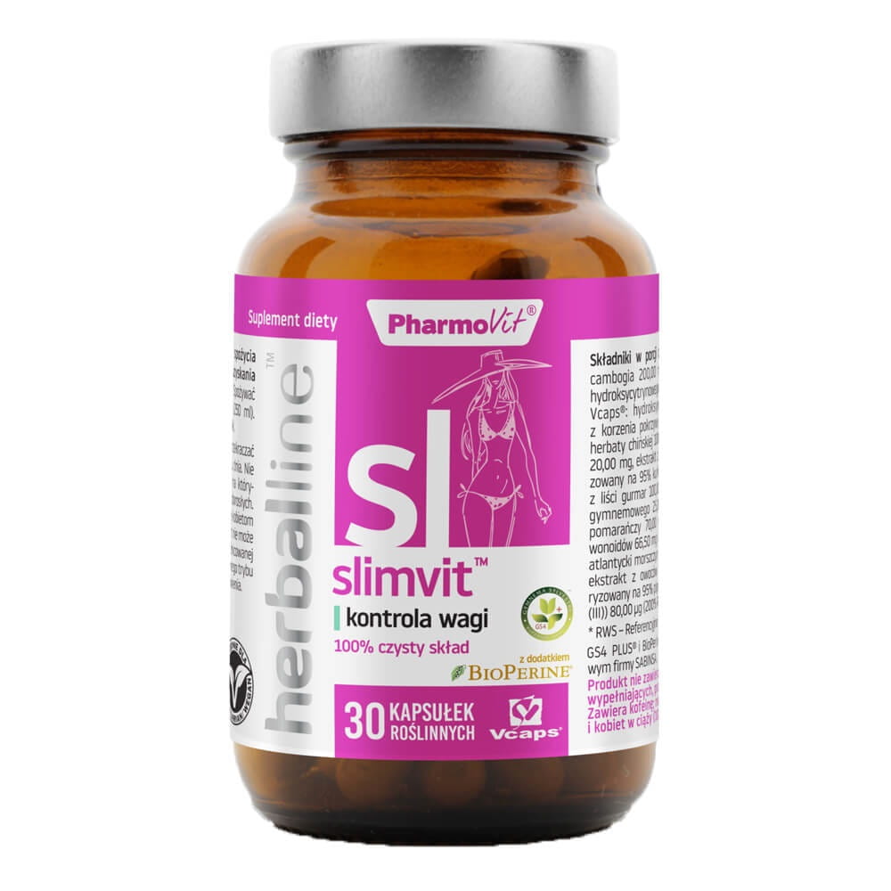 Slimvit contrôle du poids avec adjonction de bioperine 30 gélules vcaps PHARMOVIT HERBALLINE