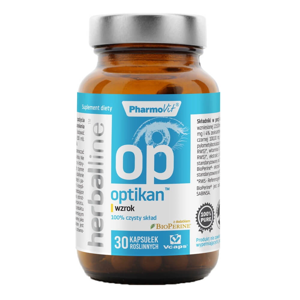 Optikan vue avec addition de bioperine 30 gélules vcaps PHARMOVIT HERBALLINE