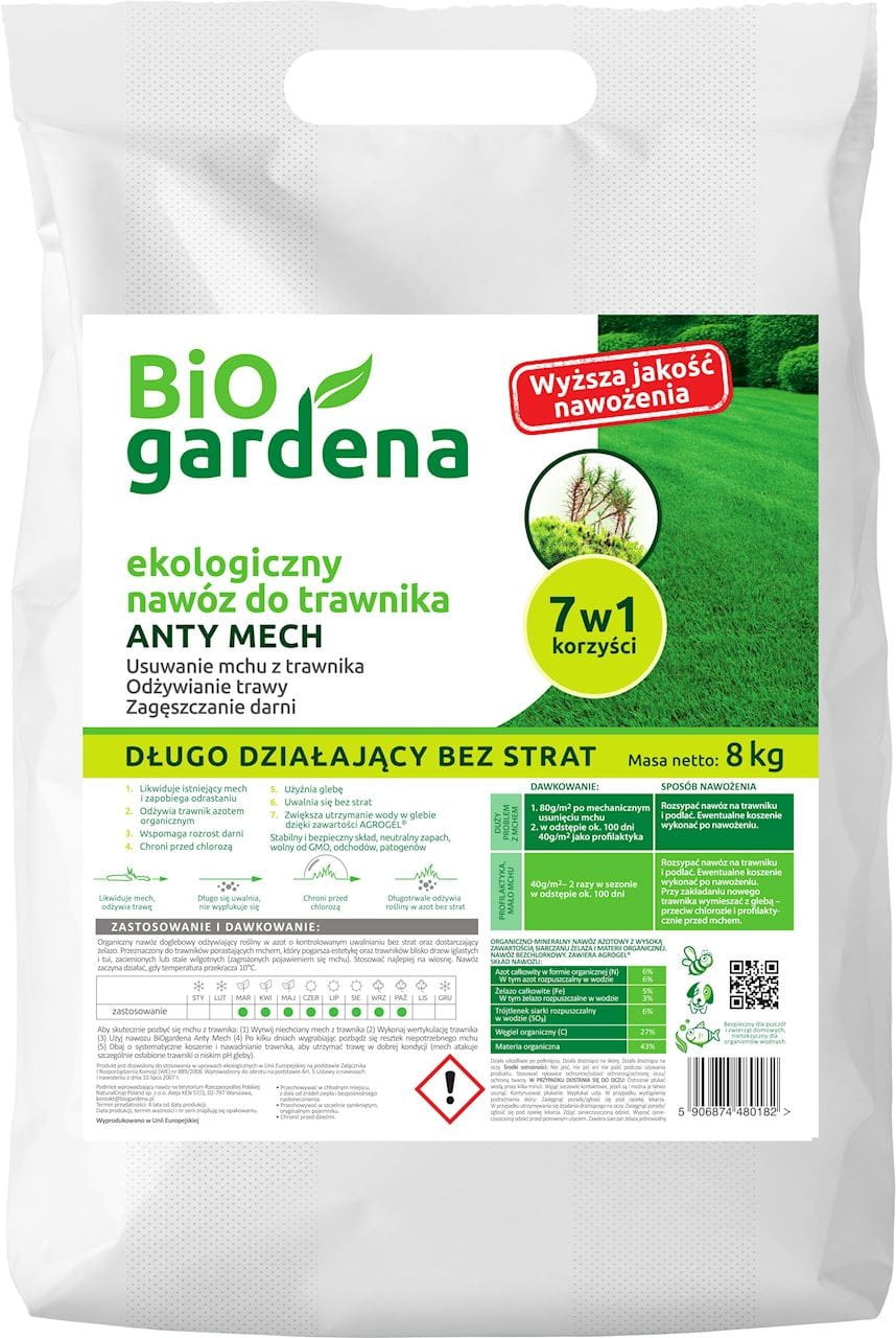 Engrais anti-mousse pour pelouses EKO 8 kg - BIO GARDENA
