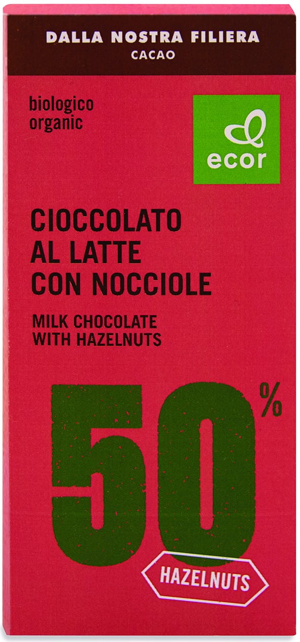 Chocolat au lait au moins 50% de cacao aux noisettes BIO 80 g