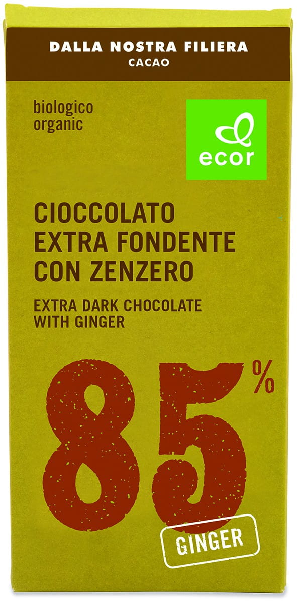 Chocolat amer, min. 85% cacao au gingembre BIO 80 g ECOR