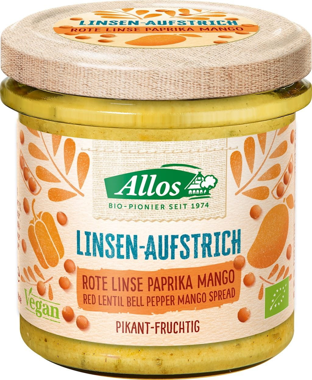 Pâte de mangue, lentilles et paprika, épicée sans gluten BIO 140 g - ALLOS