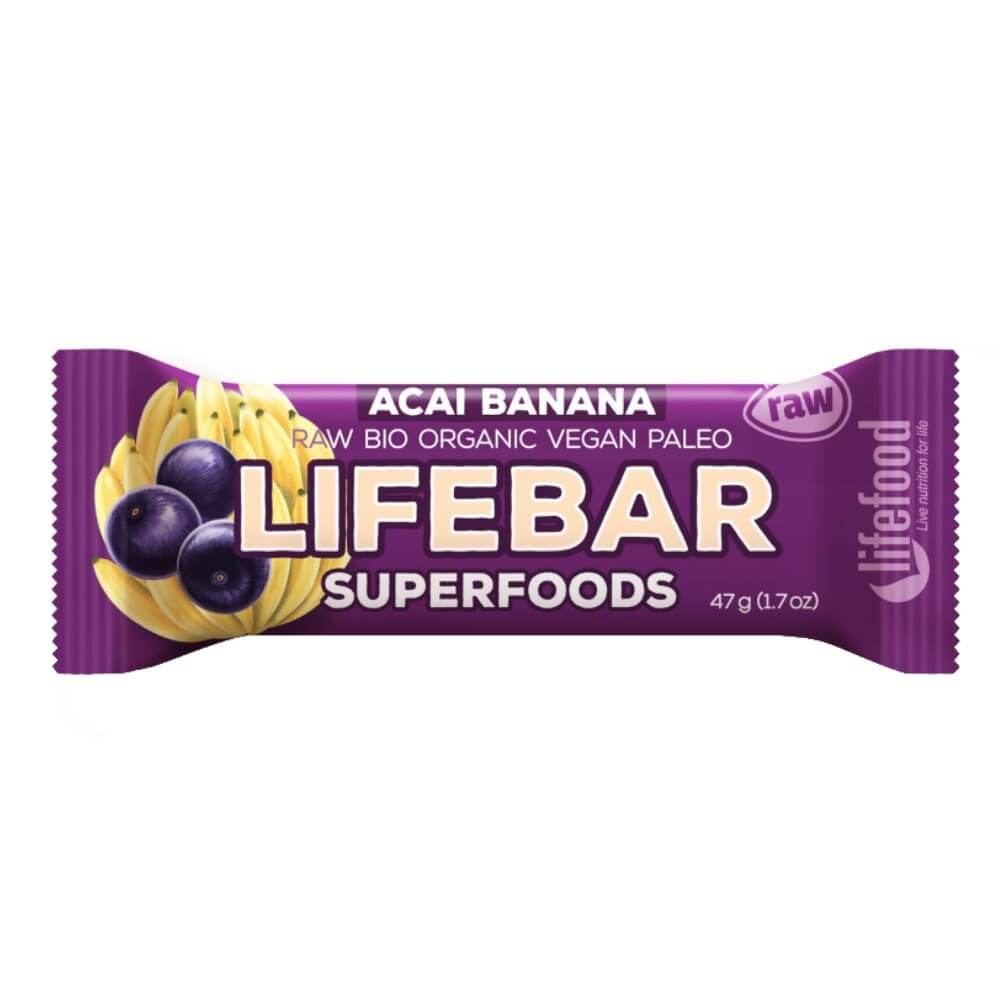 Barre crue d'açaï et de banane crue sans gluten BIO 47 g - LIFEFOOD