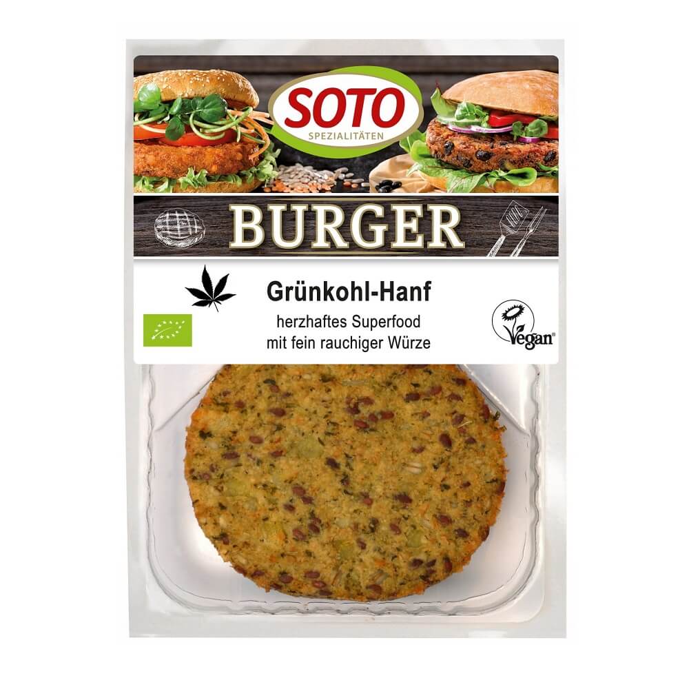 Burgers végétaliens au chou frisé et aux graines de chanvre BIO 160 g SOTO
