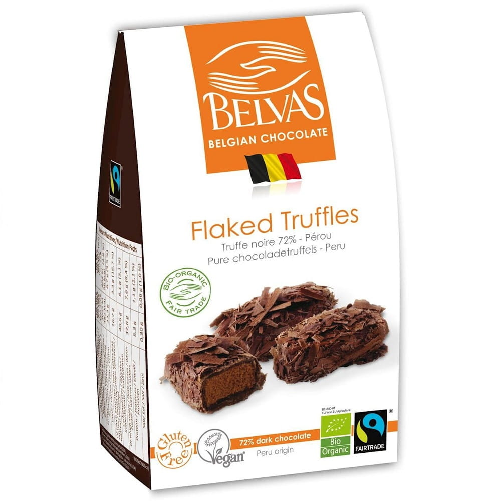 Truffes belges chocolat noir 72% sans gluten commerce équitable BIO 100 g - BELVAS