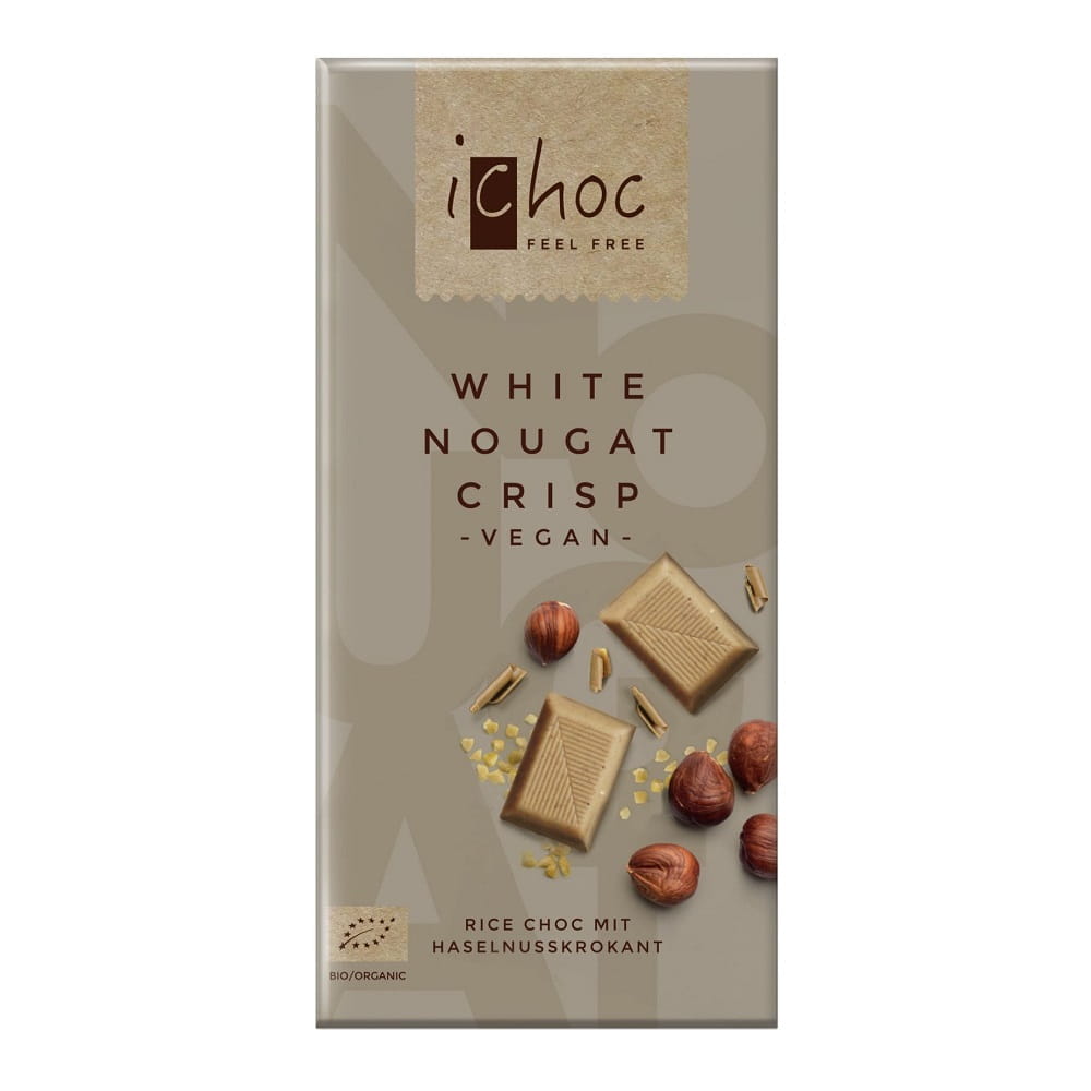Chocolat Ichoc nougat blanc aux noisettes (sur boisson de riz) BIO 80 g - VIVANI