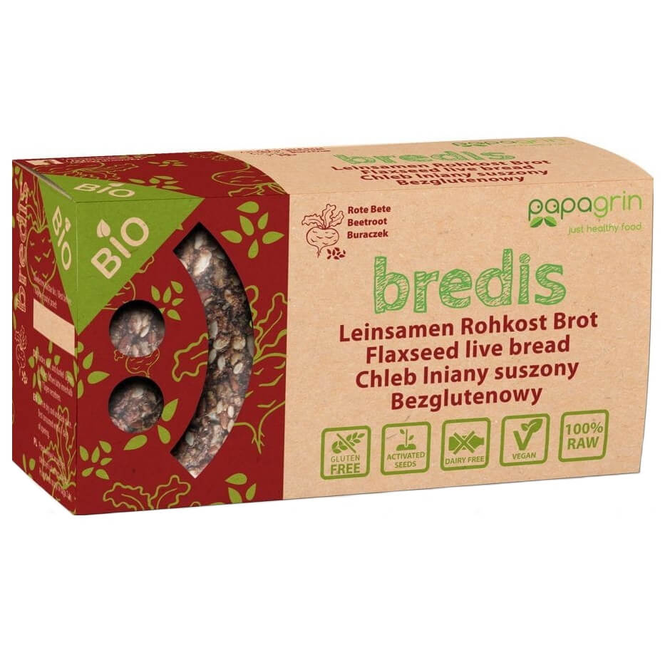 Pain de lin séché à la betterave rouge sans gluten BIO 70 g - PAPAGRIN