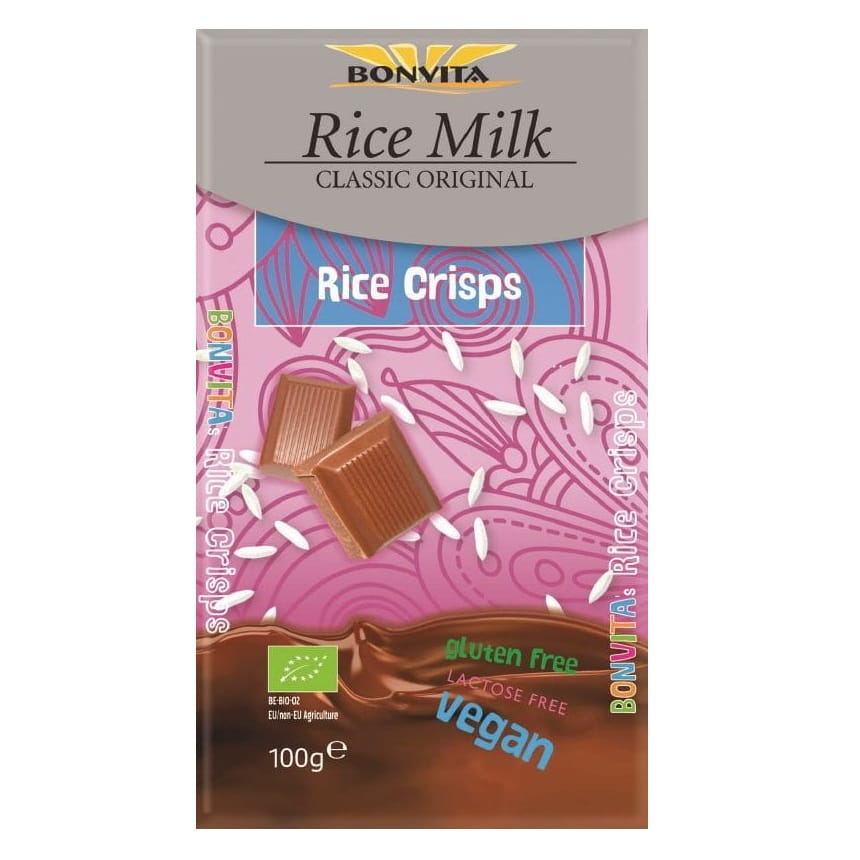 Chocolat au riz croustillant sans lactose sans gluten (avec boisson au riz) BIO 100 g - BONVITA