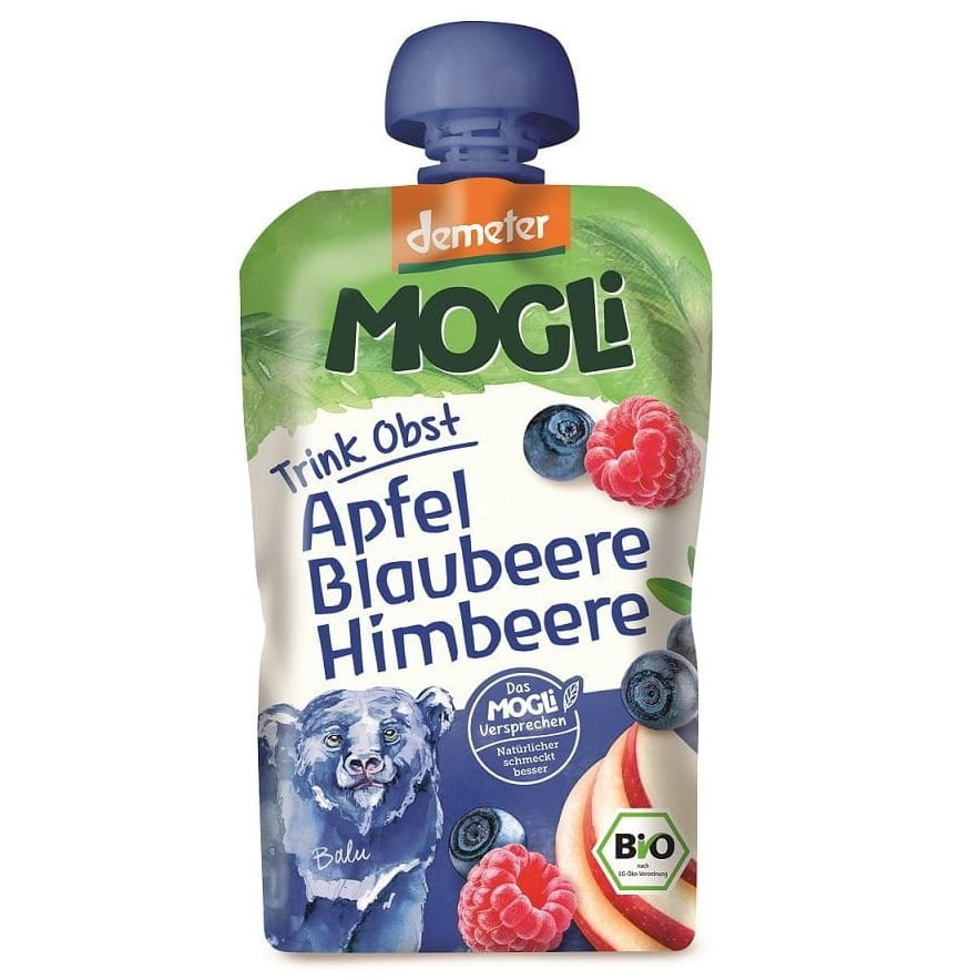 Moothie - purée de pomme à la banane, myrtille et framboise 100% fruit sans sucre ajouté BIO 100 g - MOGLI