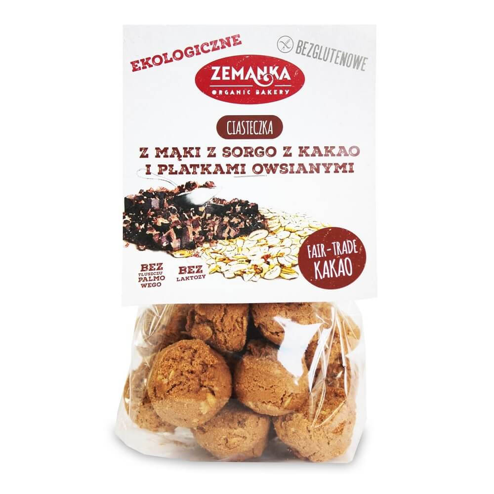 Biscuits à la farine de sorgho sans gluten avec flocons d'avoine et cacao BIO 100 g - ZEMANKA