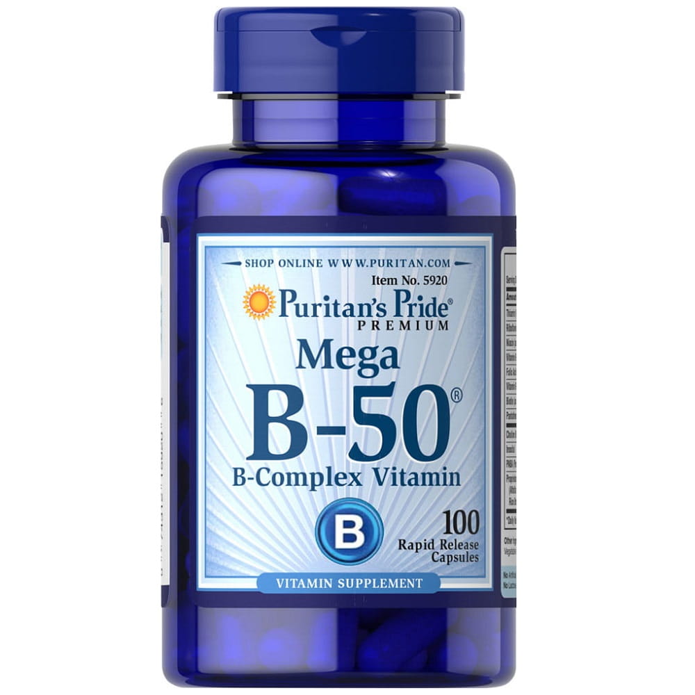 Vitamine méga B - 50 complexe B50 100 gélules PURITAN'S PRIDE