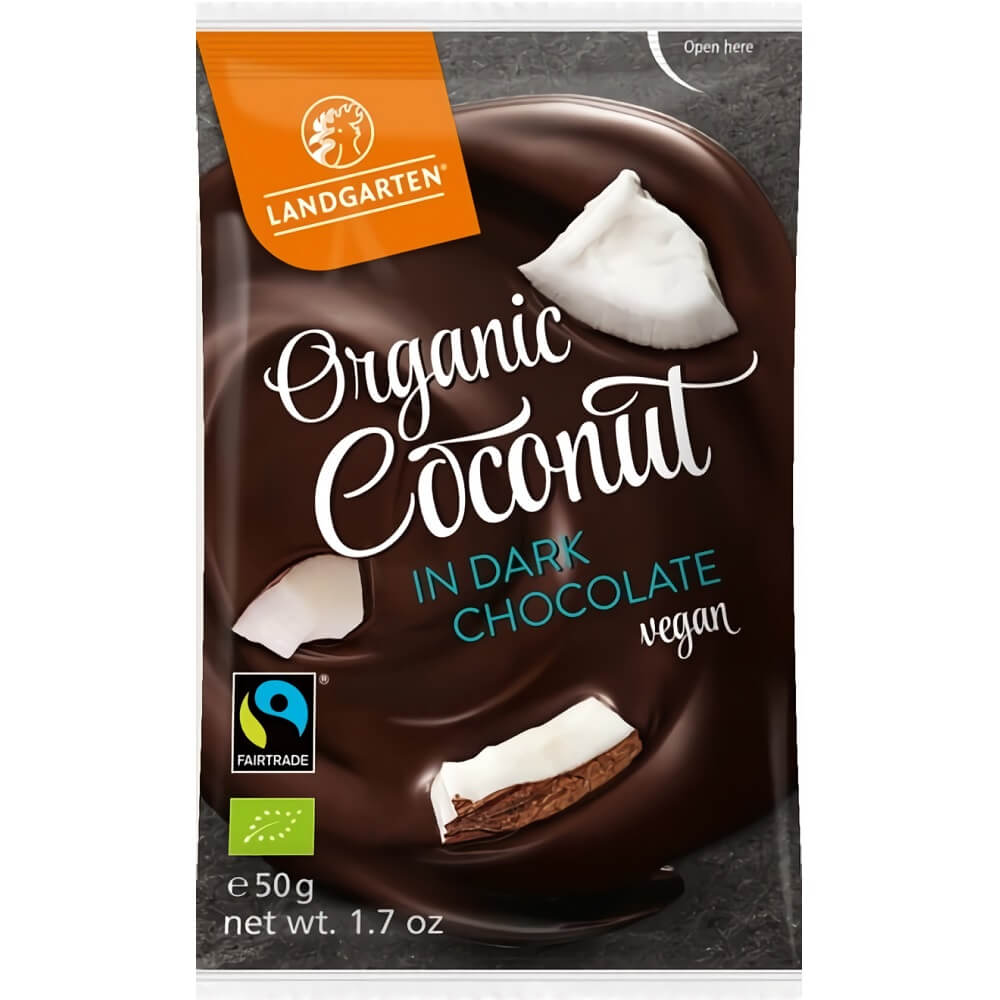Noix de coco lyophilisée au chocolat noir sans gluten BIO 50 g - LANDGARTEN