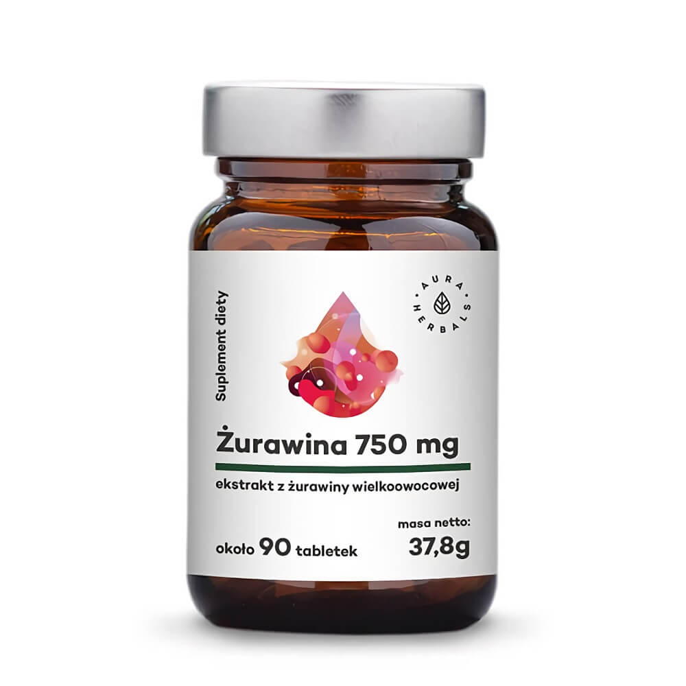 Extrait de canneberge grande canneberge 750mg 90 comprimés 38g AURA HERBALS