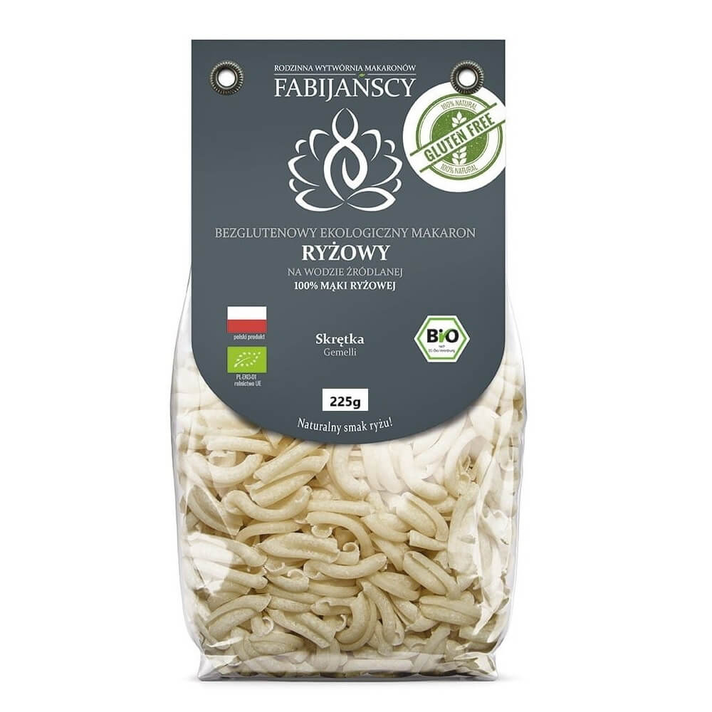 Pâtes (riz blanc) torsadées gemelli sans gluten BIO 225 g - FABIJAŃSCY