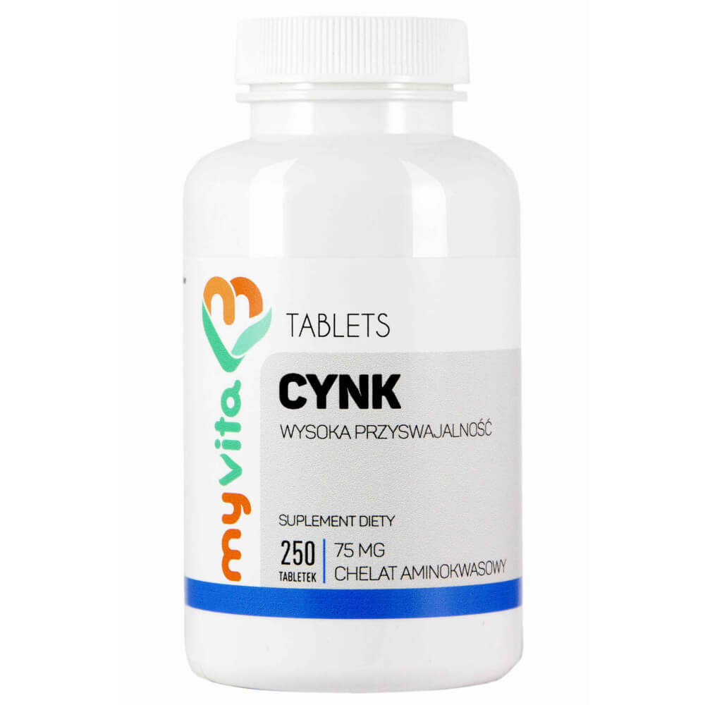 Chélate d'acides aminés de zinc chélaté 15 mg 250 comprimés MYVITA