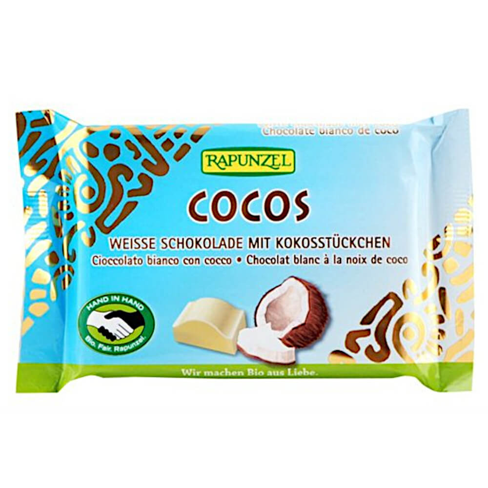 Chocolat blanc aux copeaux de noix de coco BIO 100 g - RAIPONCE