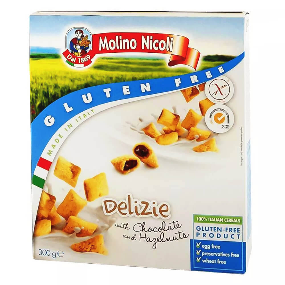 Oreillers fourrés au chocolat et aux noix sans gluten 300 g MOLINO