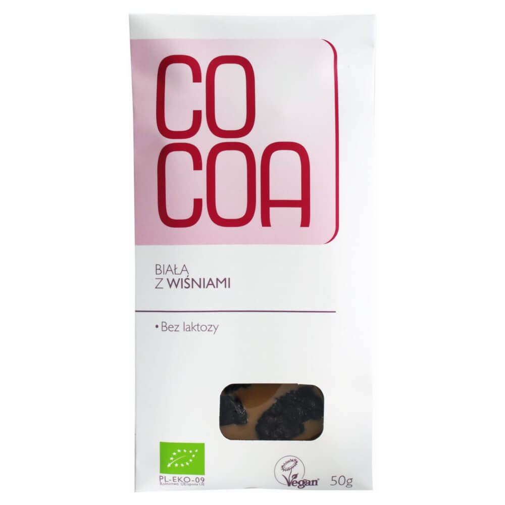 Chocolat blanc aux cerises BIO 50 g - CACAO