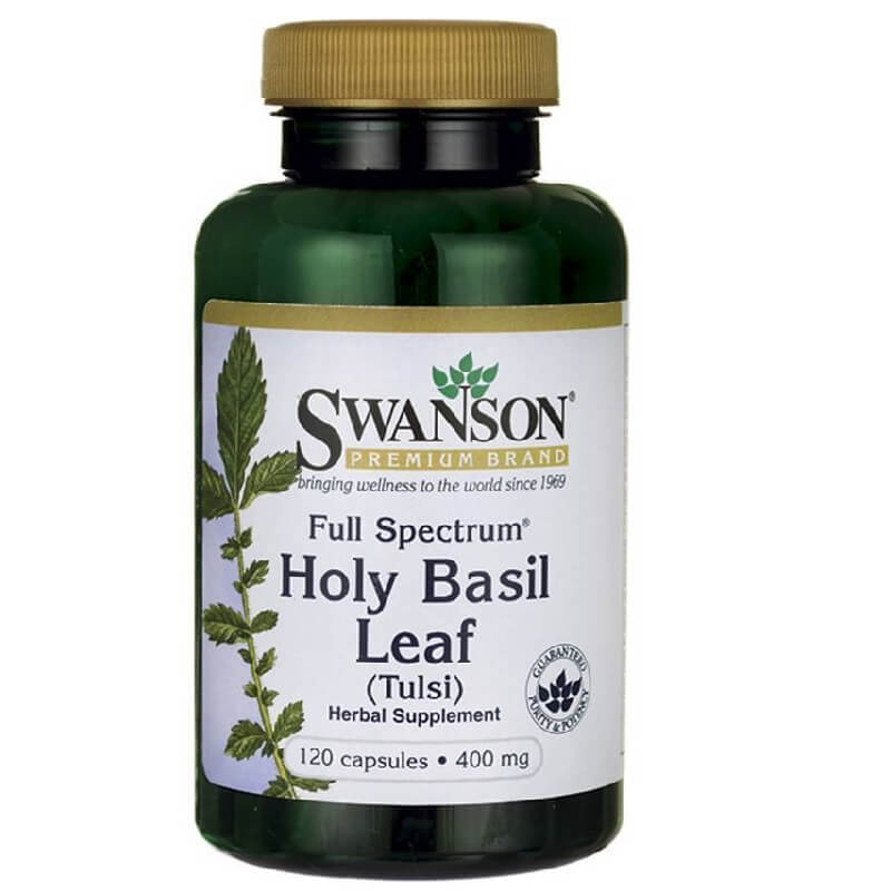 Basilic sacré à spectre complet feuille de basilic sacré tulsi 400 mg 120 gélules SWANSON