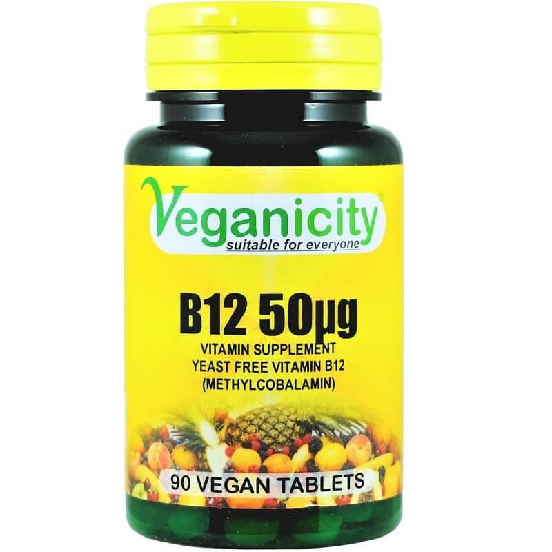 Vitamine B12 méthylcobalamine 50 µg B - 12 méthylocobalamine 90 comprimés VEGANICITY