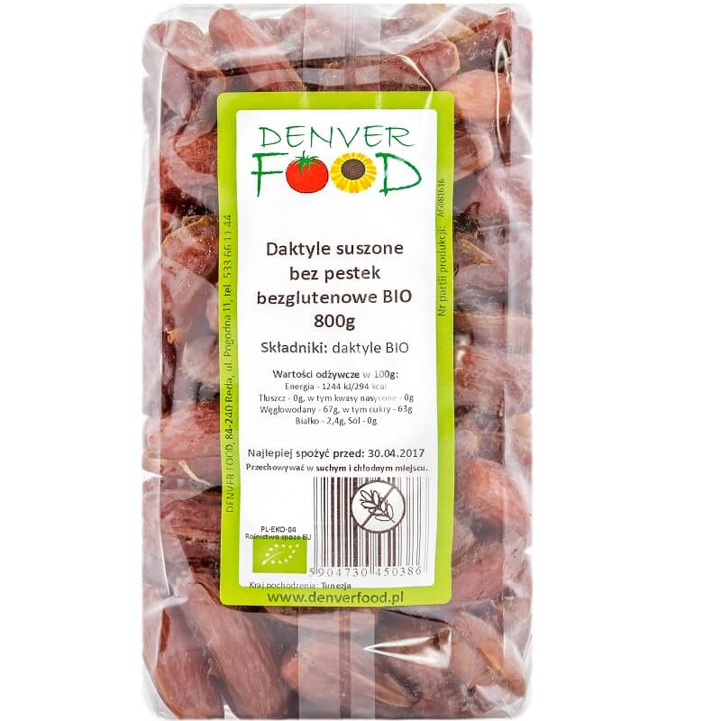 Dattes séchées sans gluten BIO 800g DENVER FOOD